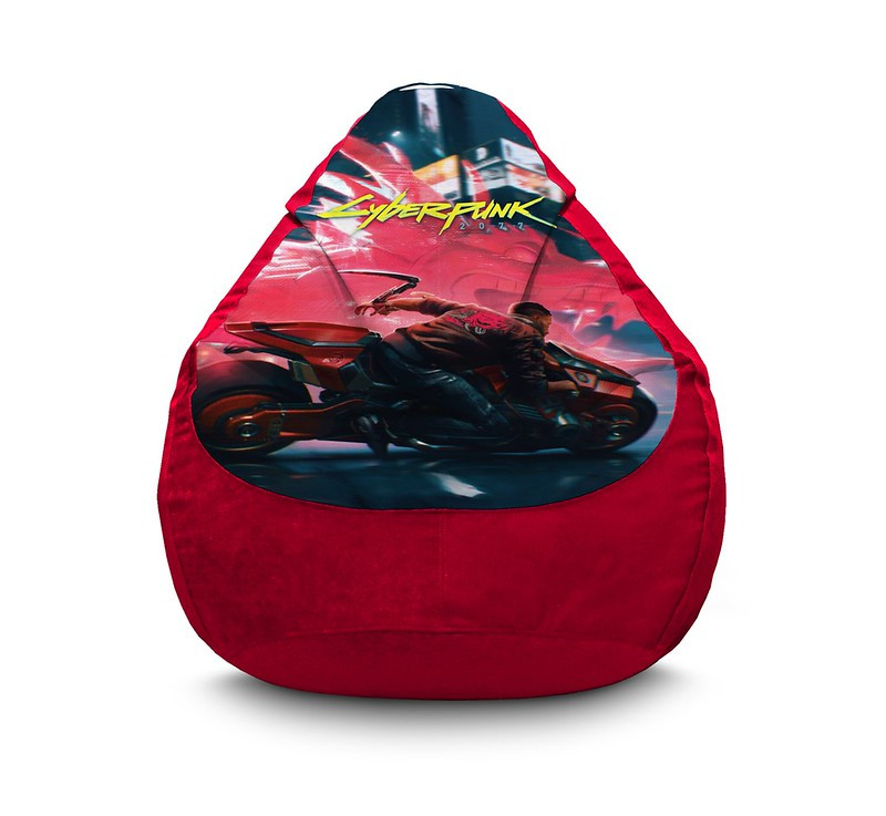 

Кресло мешок iPuff "Cyberpunk 2077. Motorcycle" Флок XXL (90x125 см) Красный