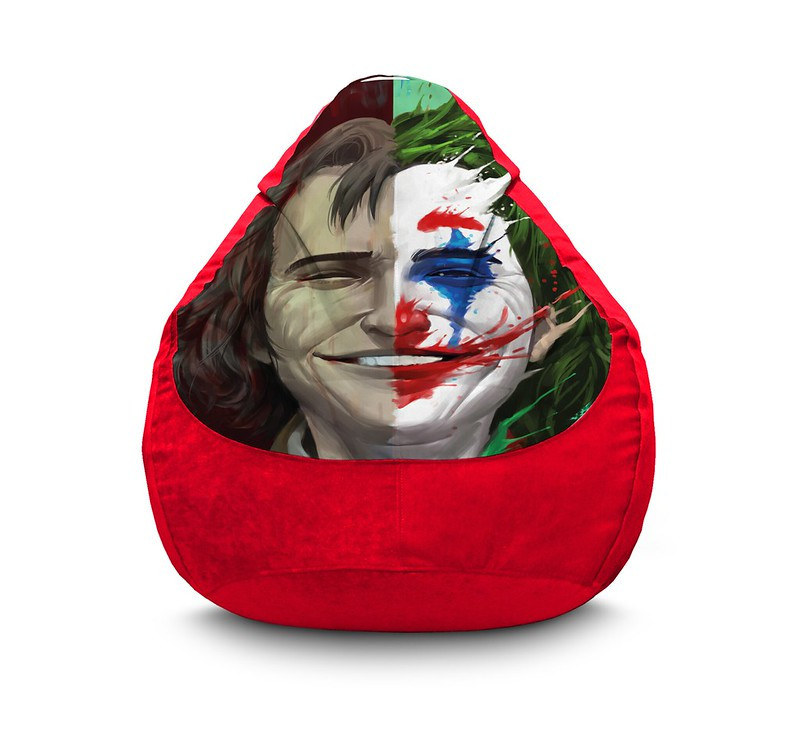 

Кресло мешок iPuff "Joker. Half face" Флок XL (80x110 см) Красный