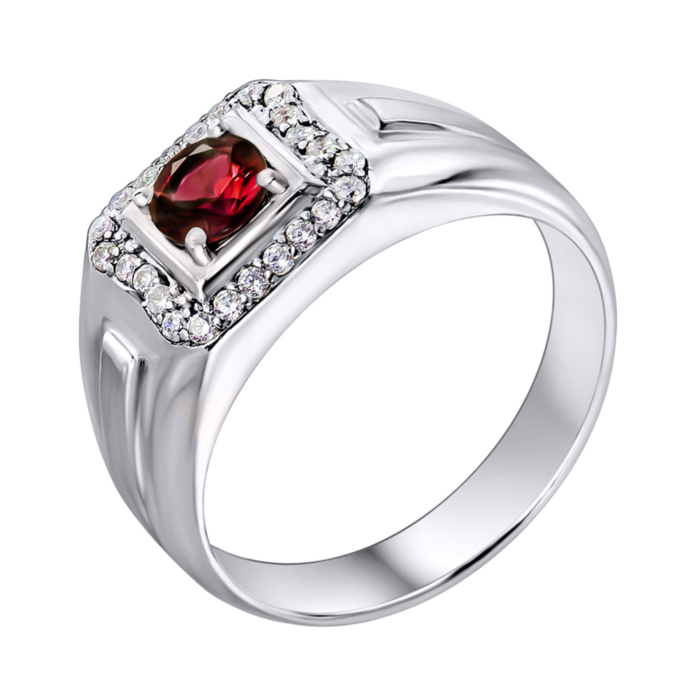 

Серебряное кольцо с гранатом и цирконием 000141729 19 размера