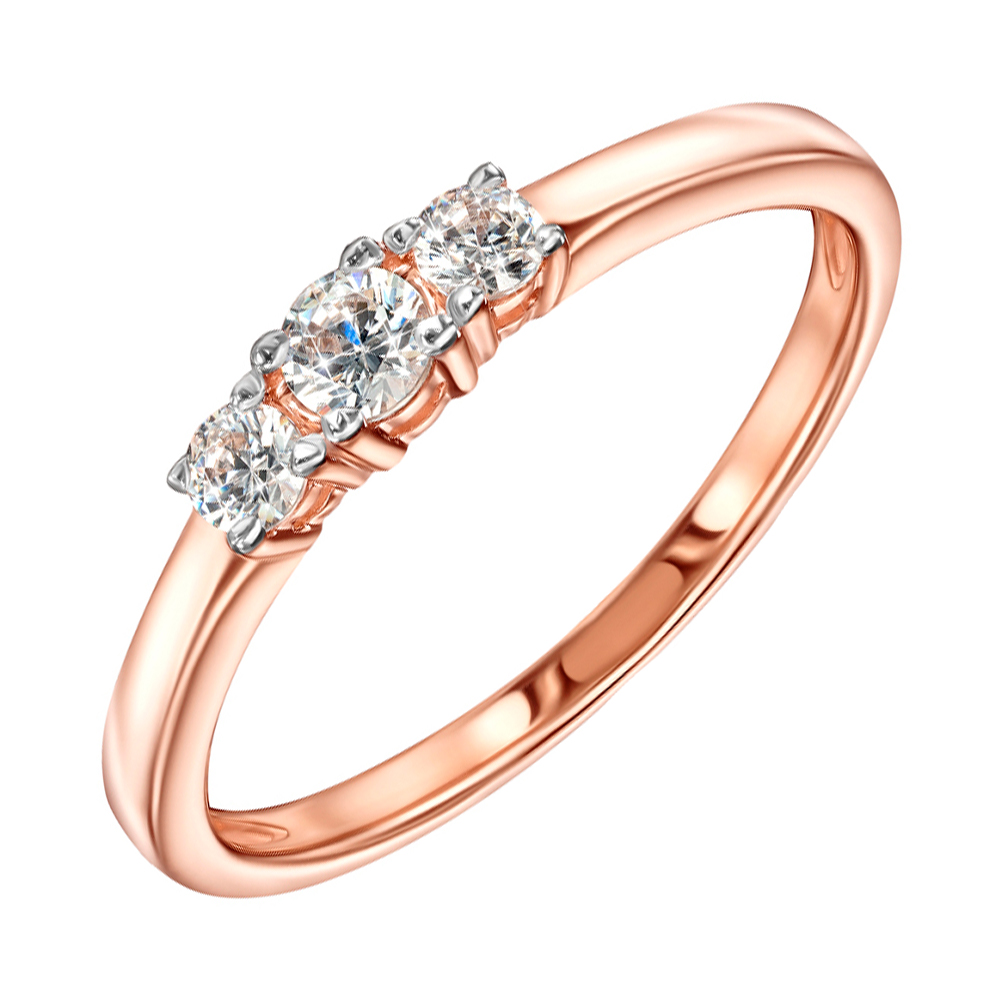

Кольцо из красного золота с цирконием Swarovski и родированием 000130306 19 размера