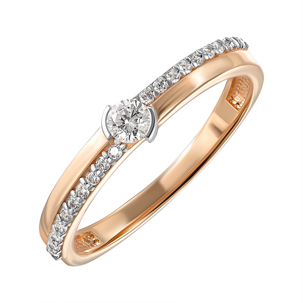 

Золотое кольцо в комбинированном цвете с фианитами 000149394 18 размера