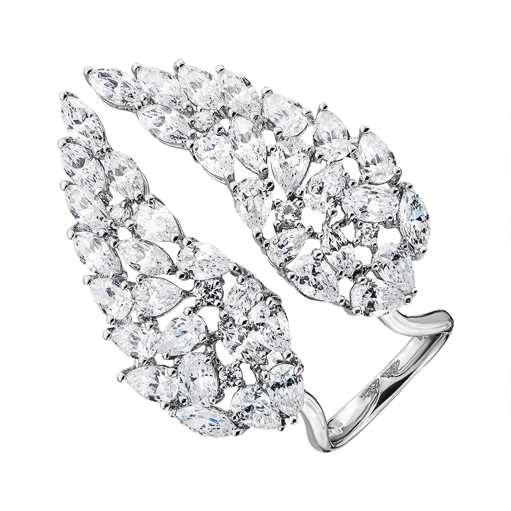 

Разомкнутое серебряное кольцо с фианитами 000136598 б/р размера