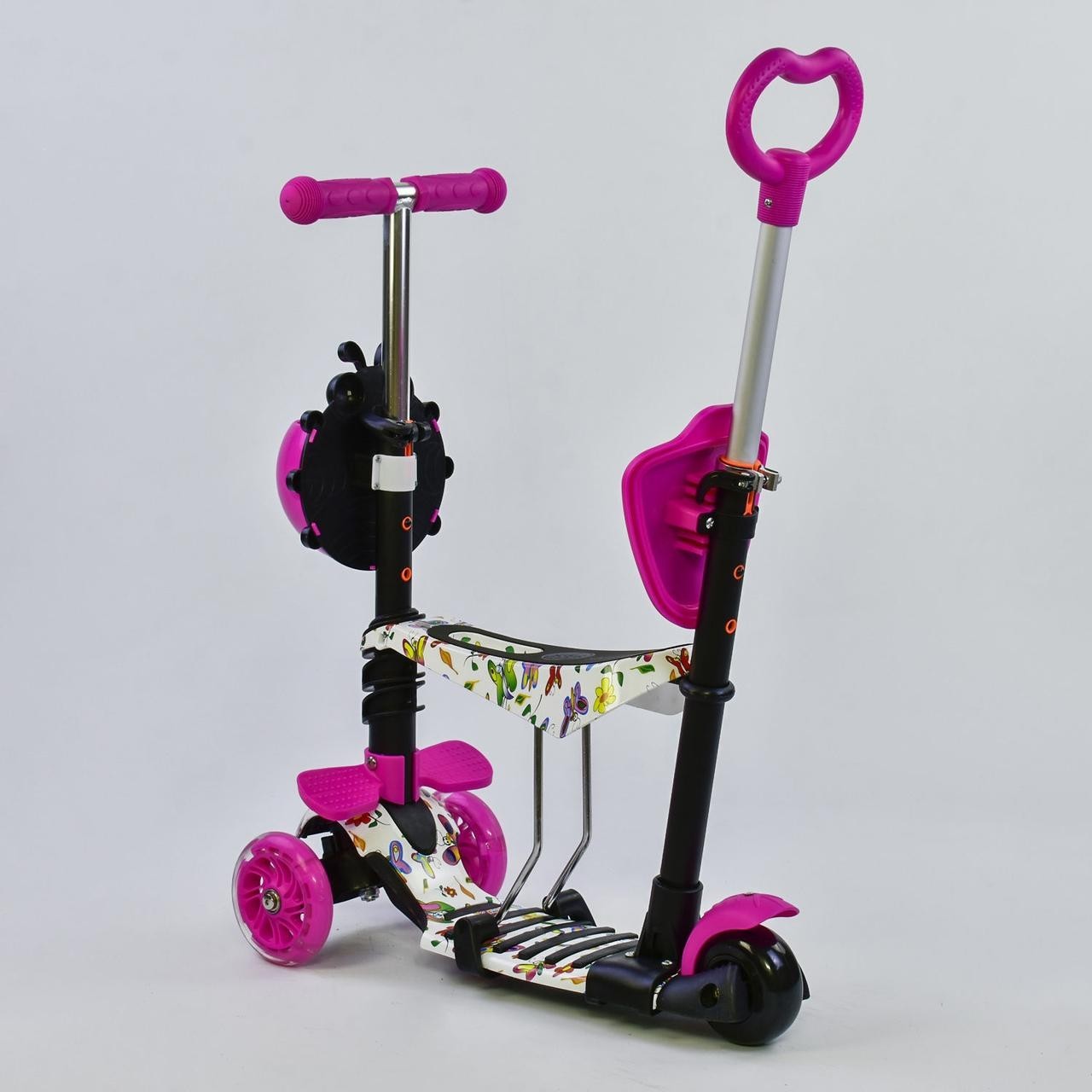 

Самокат 5в1 с родительской ручкой Best Scooter розовый абстракция 58420