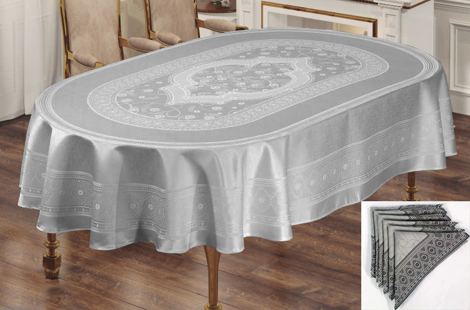 

Скатерть Sagol тефлон 160x300 ovale St-052 Grey + 8 салфеток 45 см *