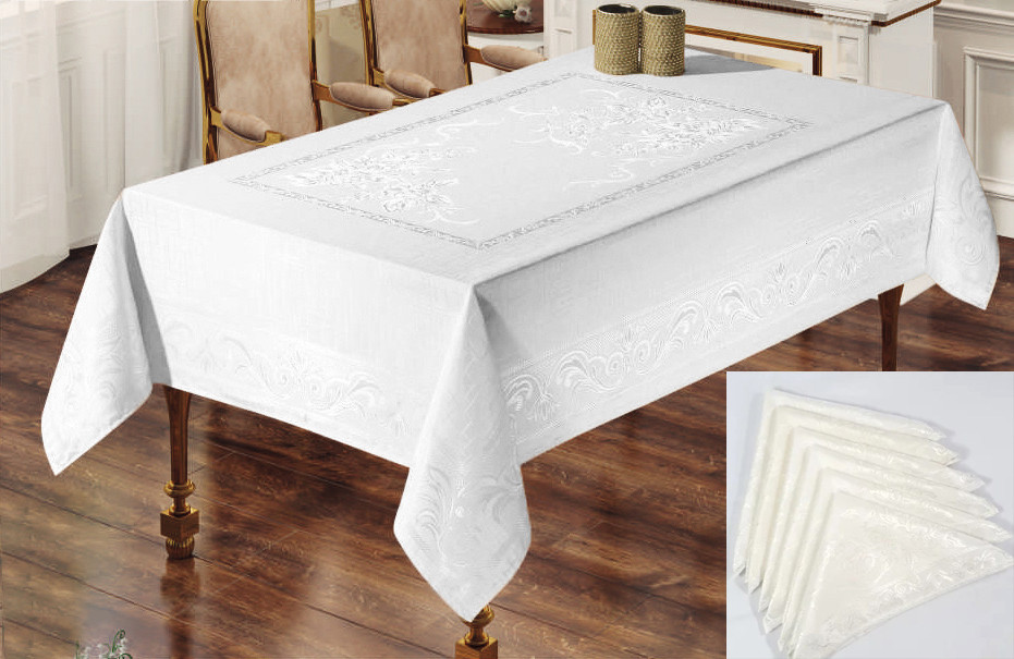 

Скатерть Sagol тефлон 140x180 Sgl-003 White + 6 салфеток *