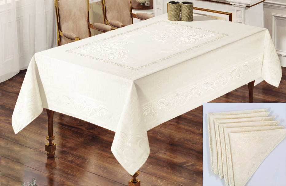 

Скатерть Sagol тефлон 160x300 Sgl-003 Cream + 8 салфеток 45 см *