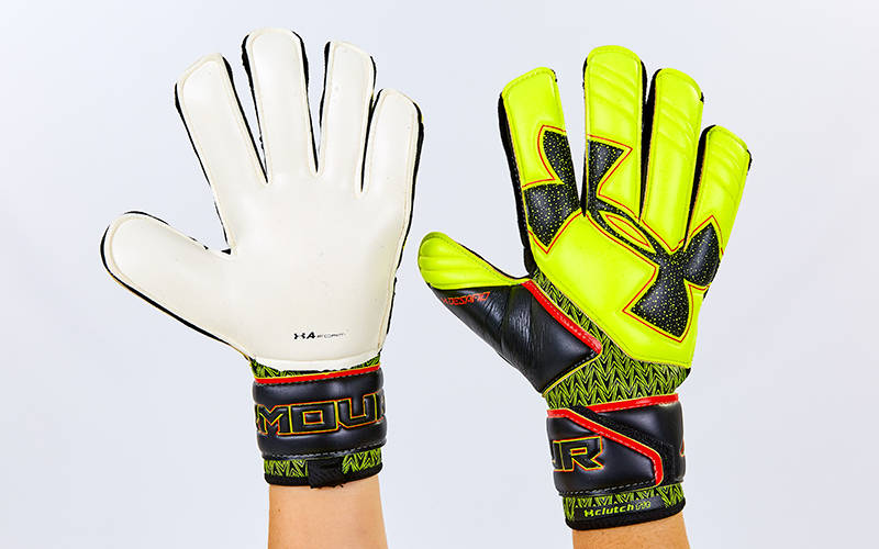 

Перчатки вратарские с защитными вставками на пальцы UNDER ARMOUR FB-883-2 (PVC, размер 9, салатовый-черный)