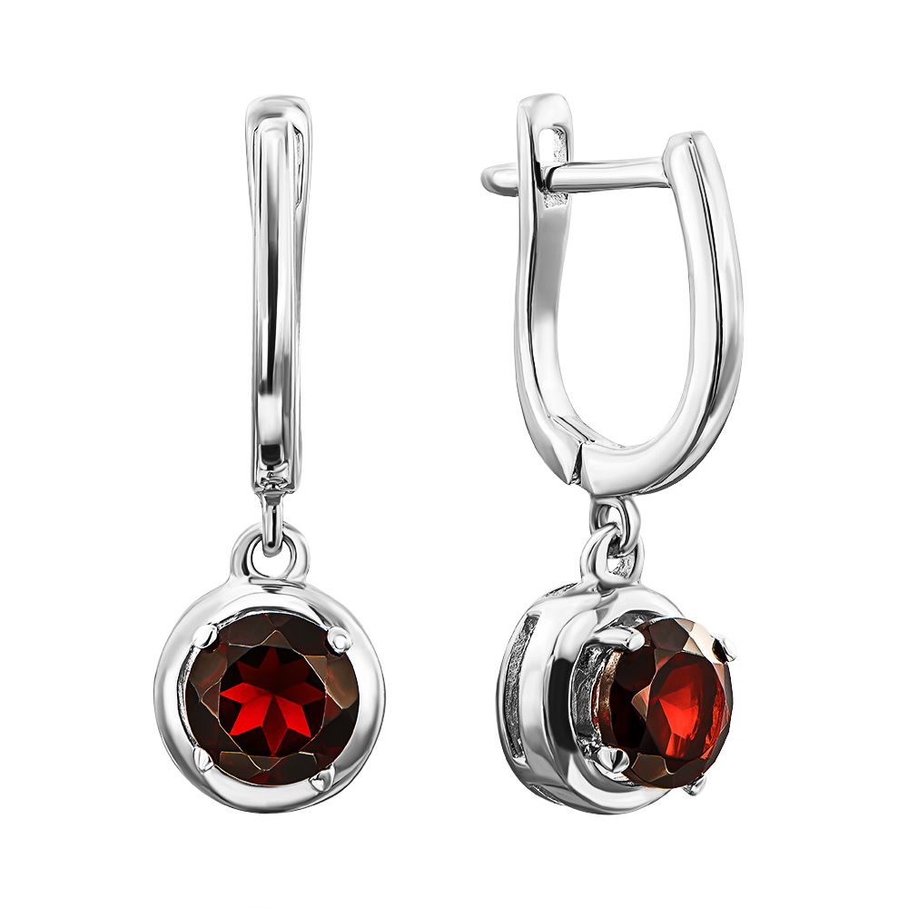 

Серебряные серьги-подвески с гранатами 000137256