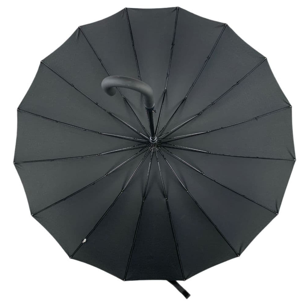 

Мужской, большой, полуавтоматический зонт-трость, на 16 спиц от "Flagman", черный, 740-1