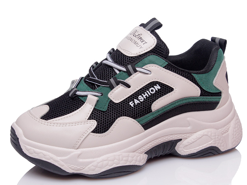 

Женские кроссовки деми Prime T02 WHITE-GREEN(36-40) Бежевый р.37 (23,5 см.)
