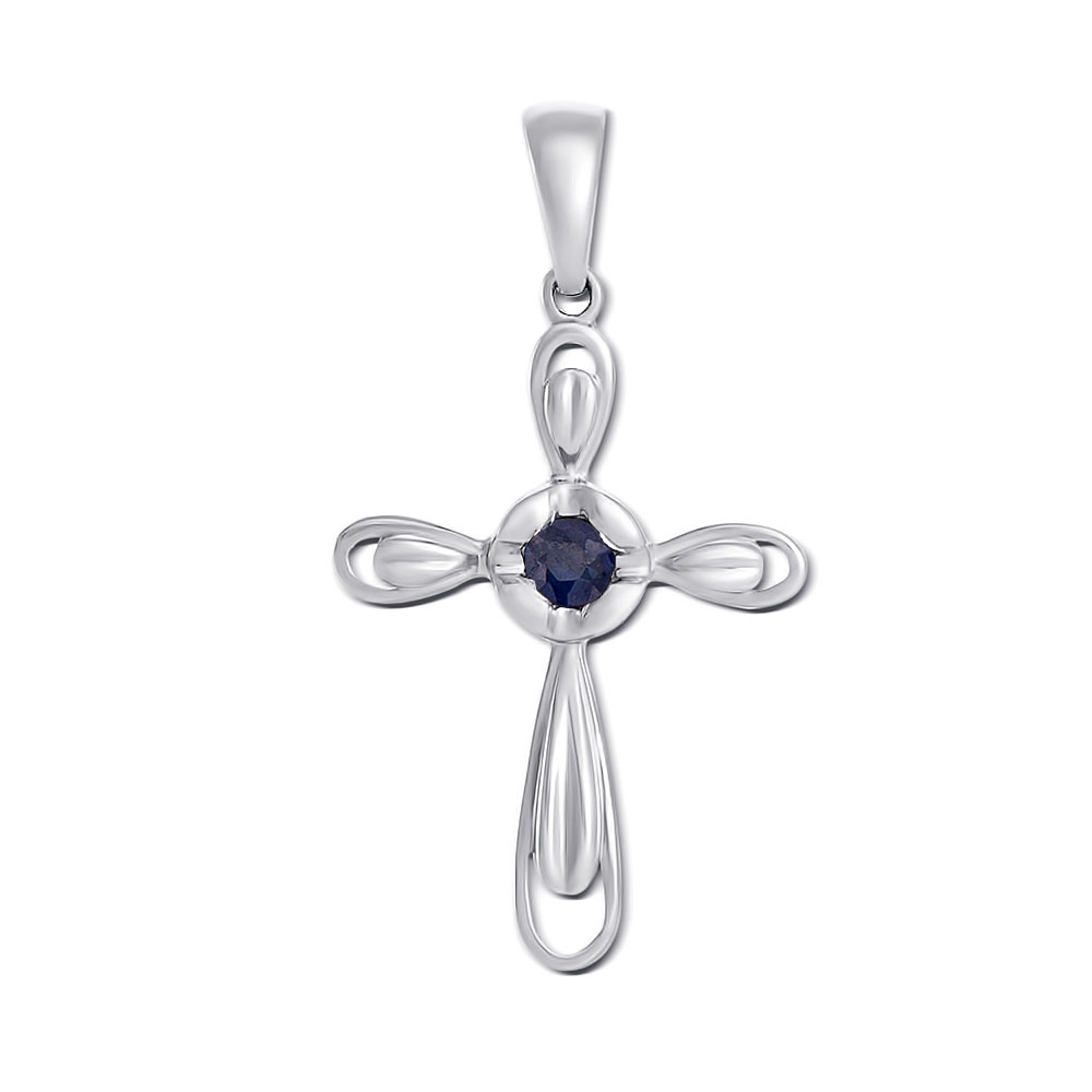 

Декоративный крестик из белого золота с сапфиром 000131148