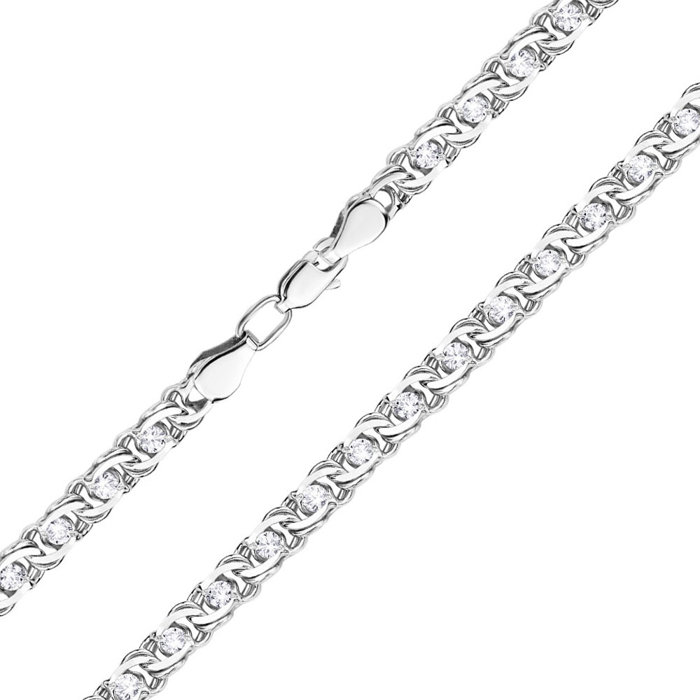 

Серебряный браслет в плетении бисмарк с фианитами, 4,5мм 000118141 19 размера