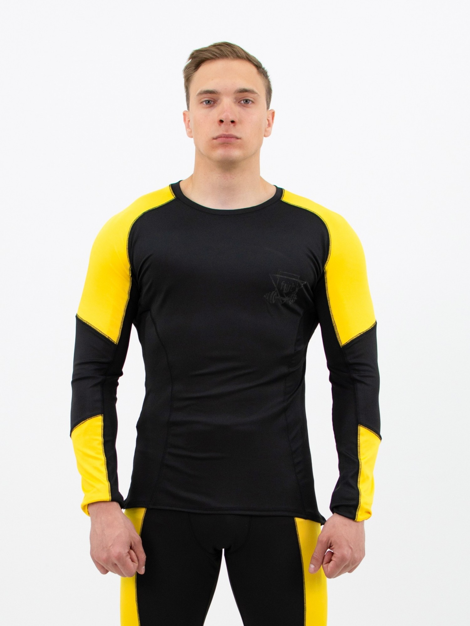 

Рашгард компрессионный мужской fitU Force yellow  Черно-желтый, Рашгард компрессионный мужской fitU Force yellow XL Черно-желтый
