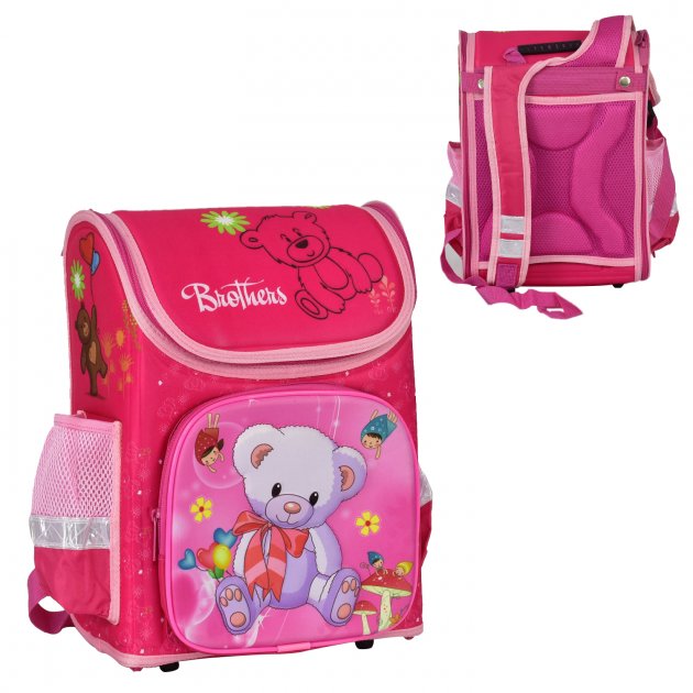 

Рюкзак школьный каркасный ранец Schoolbag 00170 c 1-м отделением и 3-мя карманами ортопедической спинкой Розовый (123498)