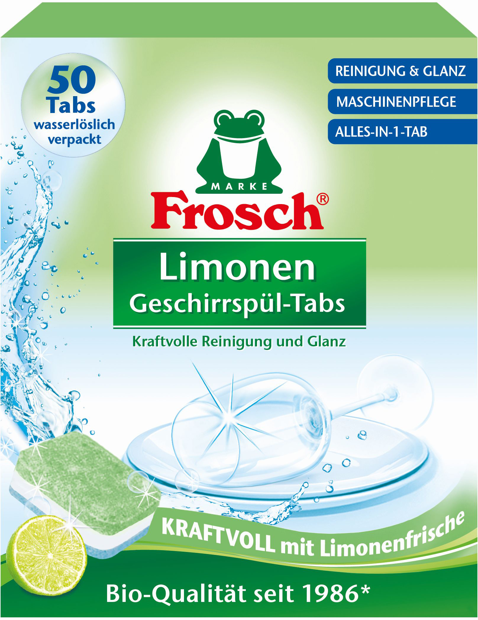 Акция на Таблетки для мытья посуды в посудомоечных машинах Frosch Лимон 50 шт х 20 г (4001499947315) от Rozetka UA