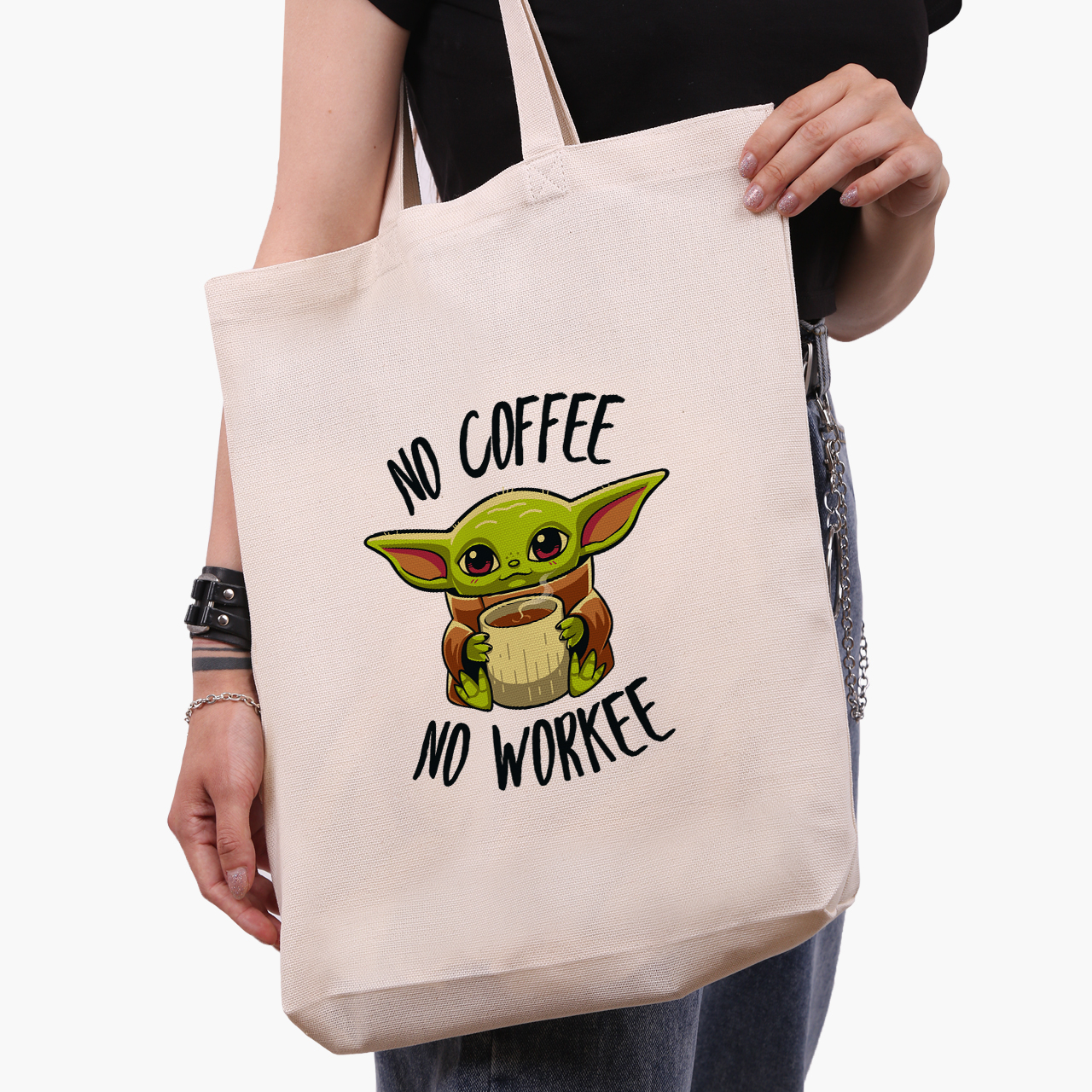 

Эко сумка шоппер Бейби Йода (Baby Yoda) (9227-1987) 41x35 см Белый