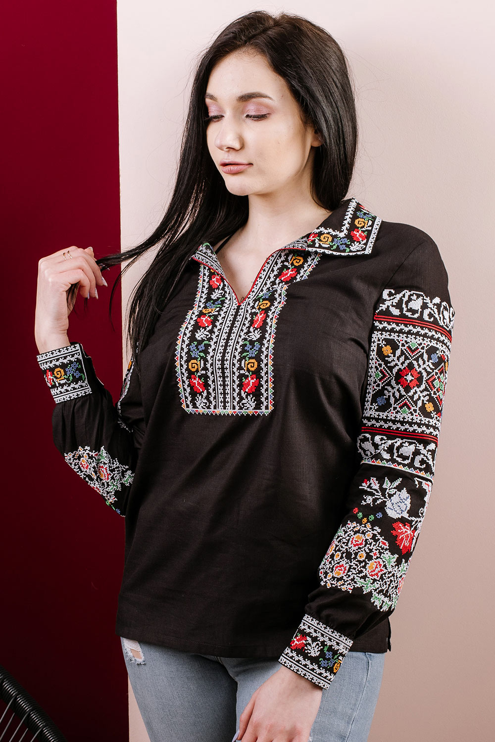 

Сорочка вишита жіноча Етномодерн М-231-3 Чорний, Сорочка вишита жіноча Етномодерн М-231-3 Чорний 40