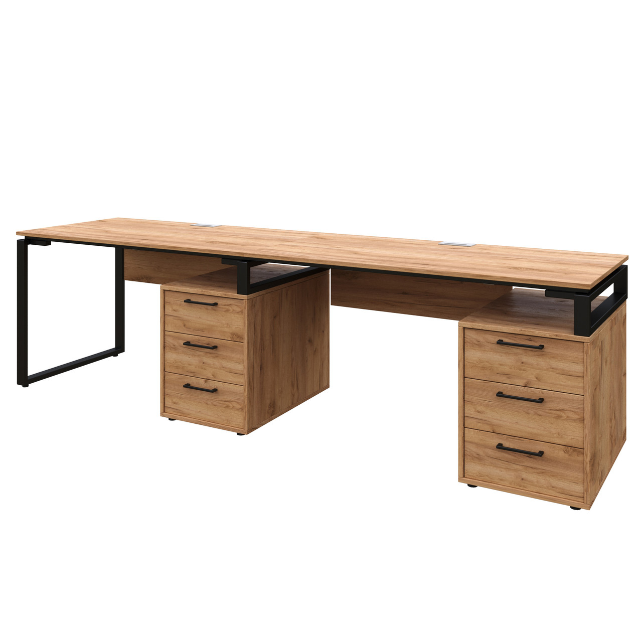 

Офисный письменный стол Loft Details L135b Double дуб крафт золотой с царгой 36