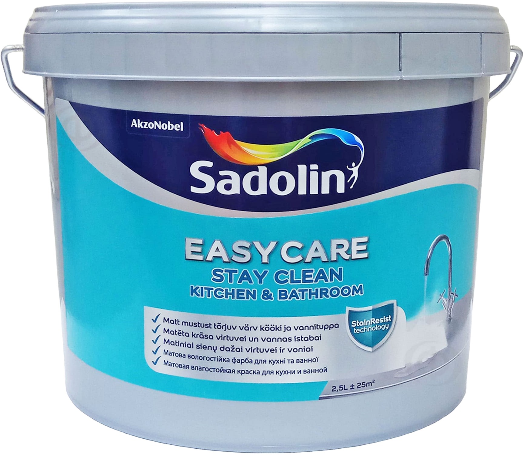 

Sadolin EasyCare Kitchen&Bathroom - матовая акриловая краска для стен и потолка, во влажных помещениях, BW, 2.5 л Белая (5580749)