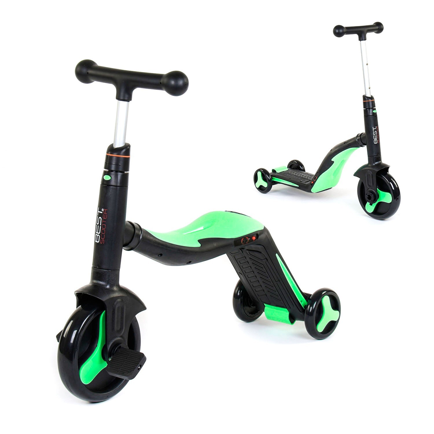 

Детский велобег самокат велосипед 3 в 1 Best Scooter с музыкой и LED подсветкой Зеленый (40405)