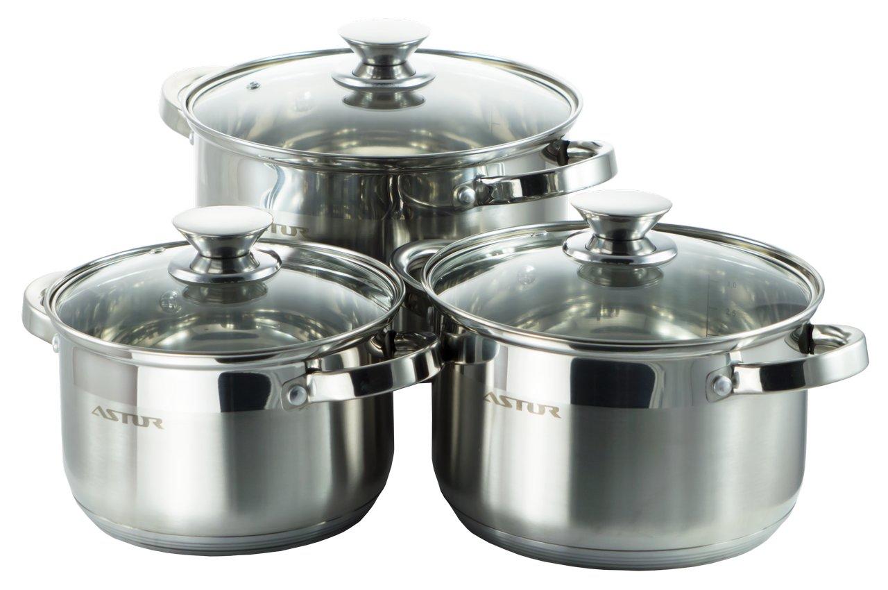 

Набор посуды нержавеющий Astor - 2,9 x 3,9 x 5,1 л (3 шт.)