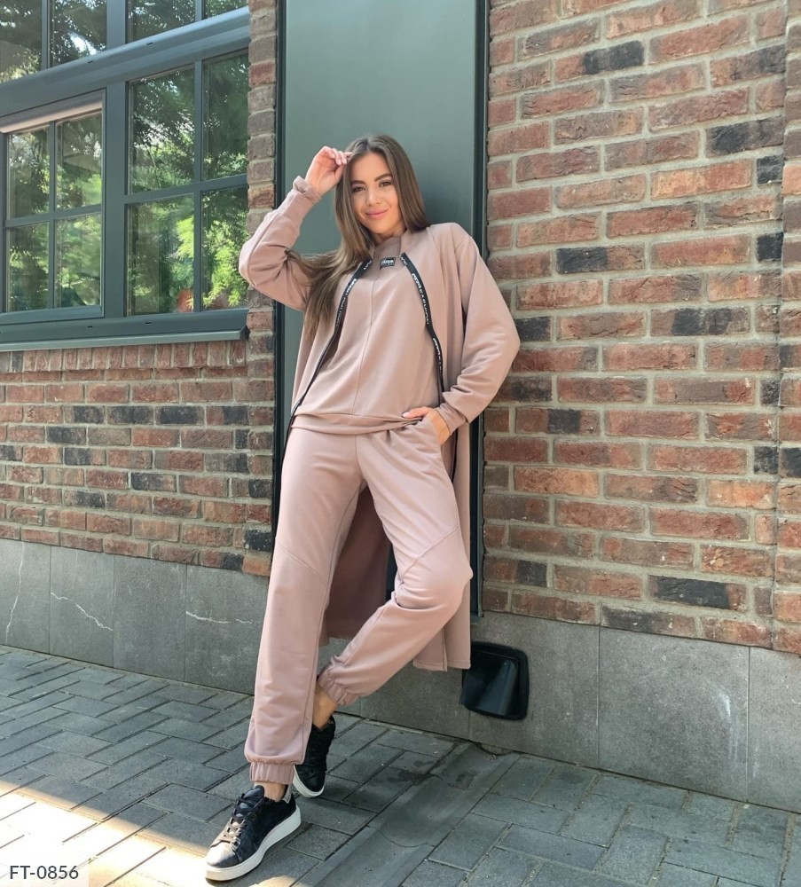 

Костюм спортивный тройка popluzhnaya FT0856 52 54 мокко