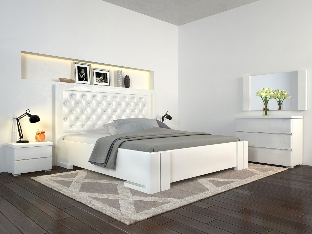 

Кровать с подъёмным механизмом из натурального дерева сосна 160*200 Амбер белый Арбор Древ