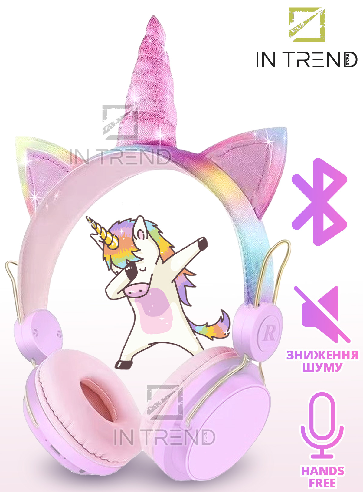 

Наушники Беспроводные Единорог Wireless headSet Unicorn AH-808 Светло Розовые детские складные Bluetooth 5.0 с USB до 7 часов HD звук Регулируемый размер