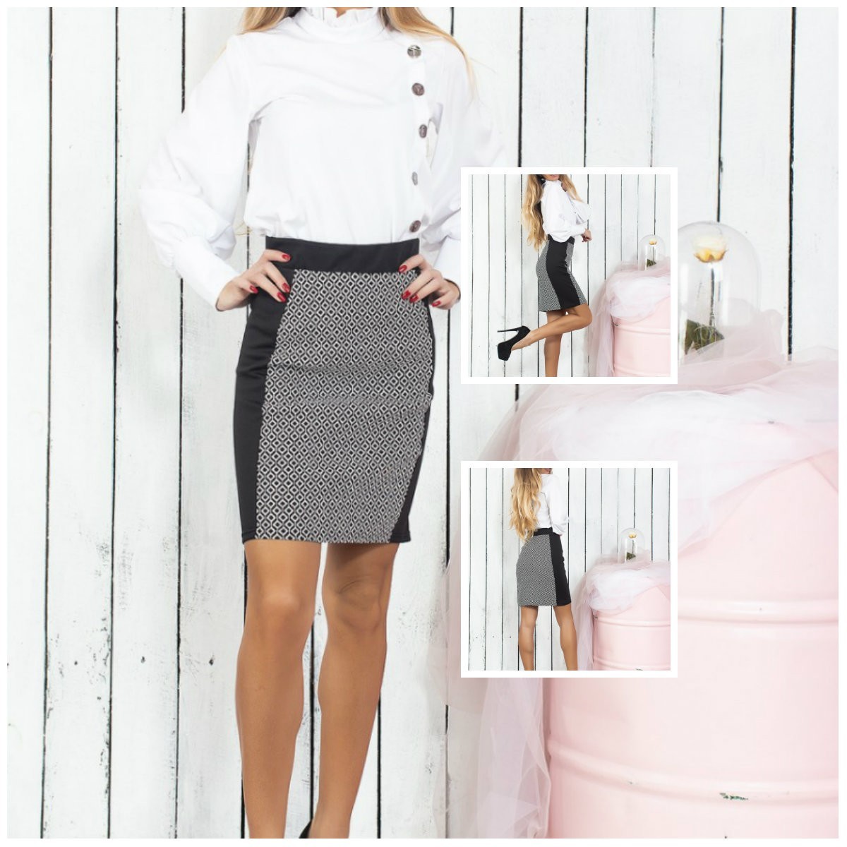 

Юбка REMISE STORE V222  черная с белым, Юбка REMISE STORE V222 S черная с белым