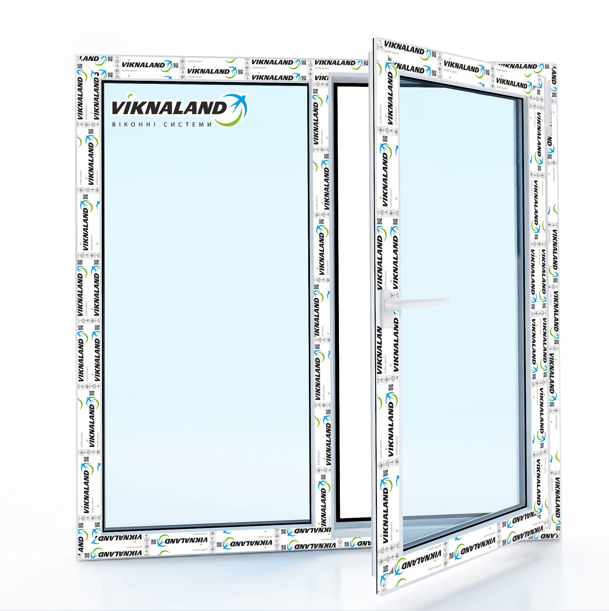 

Окно ПВХ Viknaland B70(6k) двухстворчатое, одна часть поворотно-откидная (1300х1400), белое