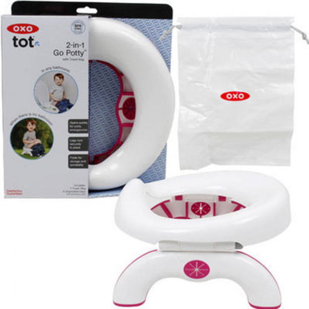 

Детский дорожный горшок-туалет трансформер Potty for Travel 2-in-1, белый с розовым