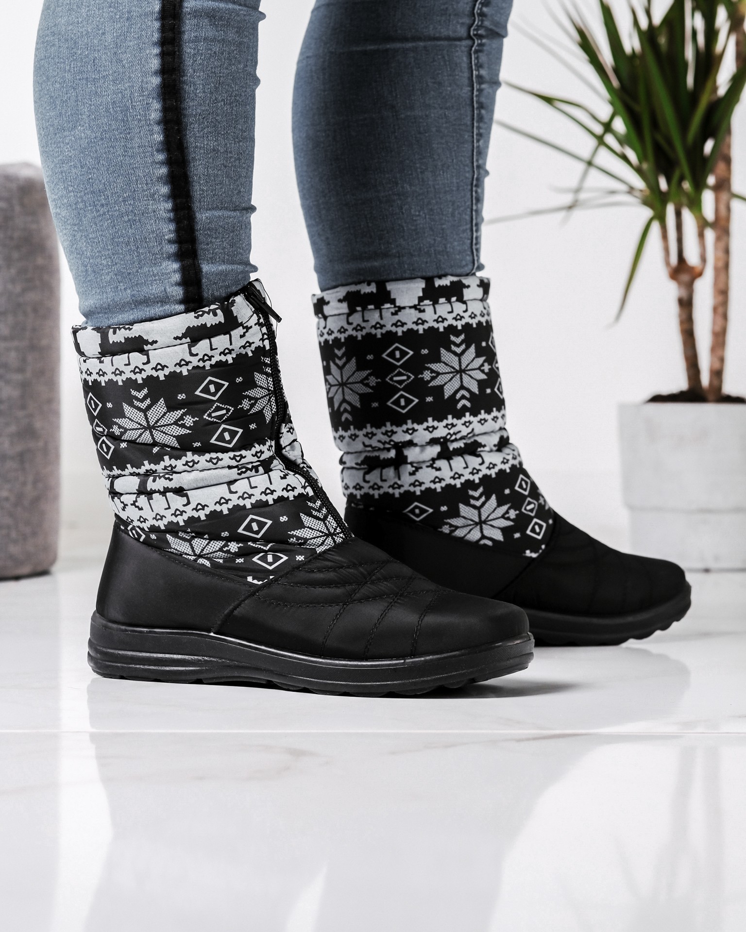 

Женские зимние сапоги Progress 38р. 25 см черные с принтом ПР-2109ч