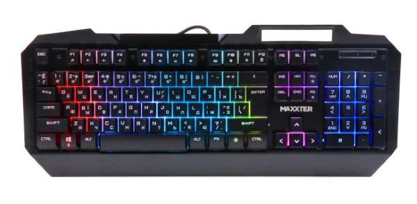 

Клавіатура Maxxter KBG-201-UL ігрова, 7 кольорів підсвітки, чорна