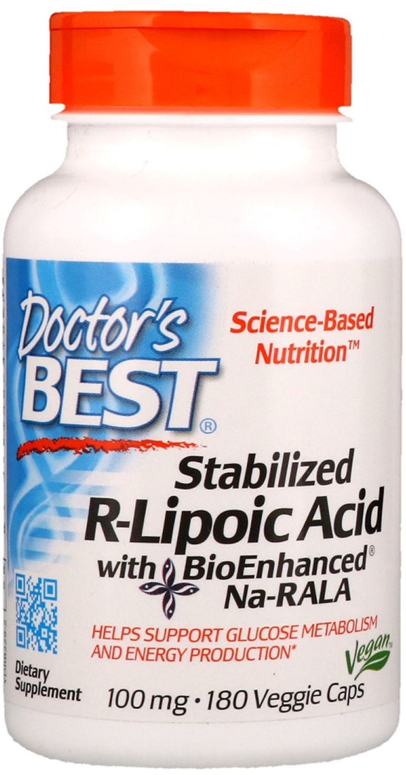 

Натуральная добавка Doctor's Best R-Липоевая Кислота, R-Lipoic Acid, 100 мг, 180 капсул (753950002296)