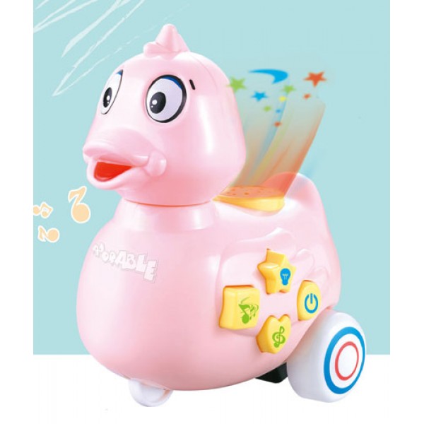 

Игрушка детская Музыкальная LED лампа Мультяшная уточка D Jin Shang Lu розовая