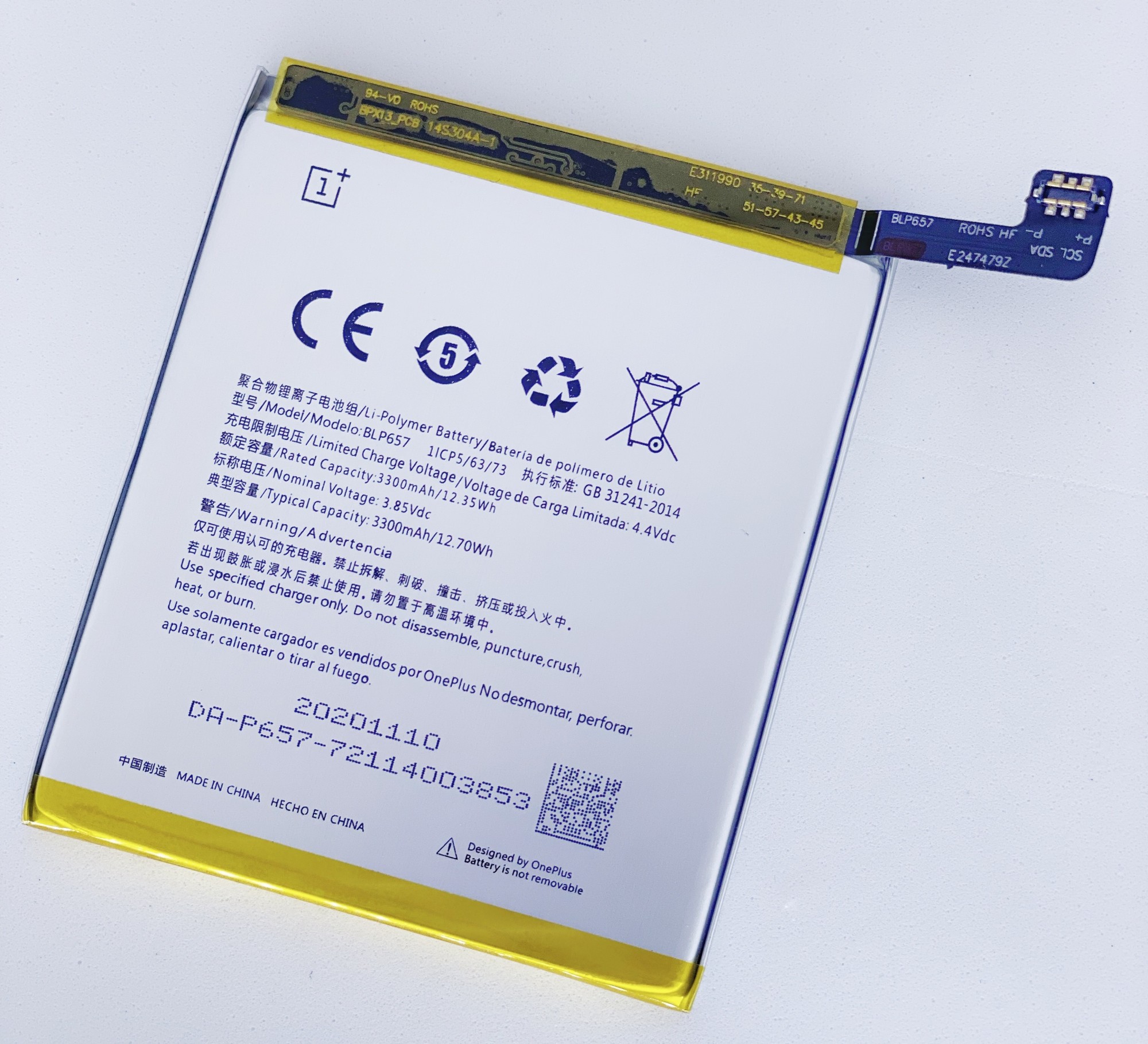 

Аккумуляторная батарея (АКБ) OnePlus 6 BLP657 оригинал A6000 A6003 3210/3300 mAh Original (PRC)
