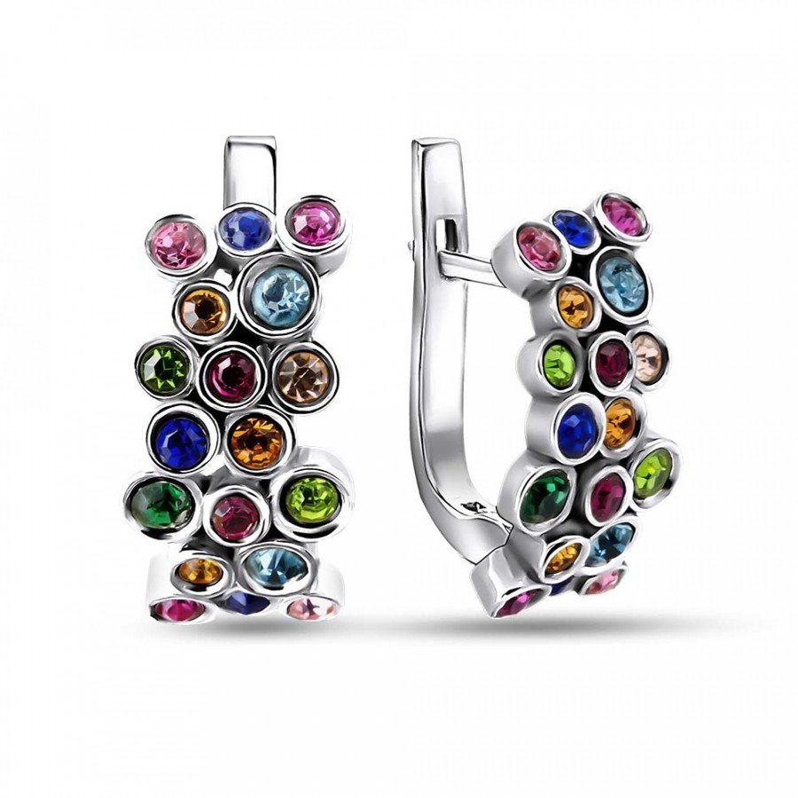 

Серьги Серебряные со вставкой кристалл Swarovski Bigsun 1130 Разноцветные
