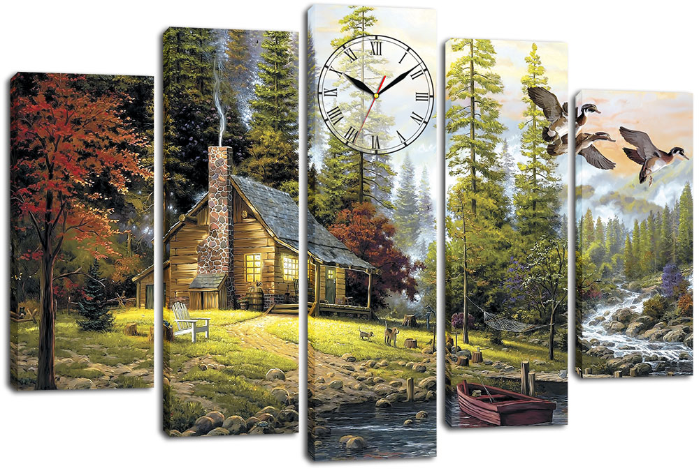 

Модульная картина с часами DK Place 80x120 см (m5c-chf17)