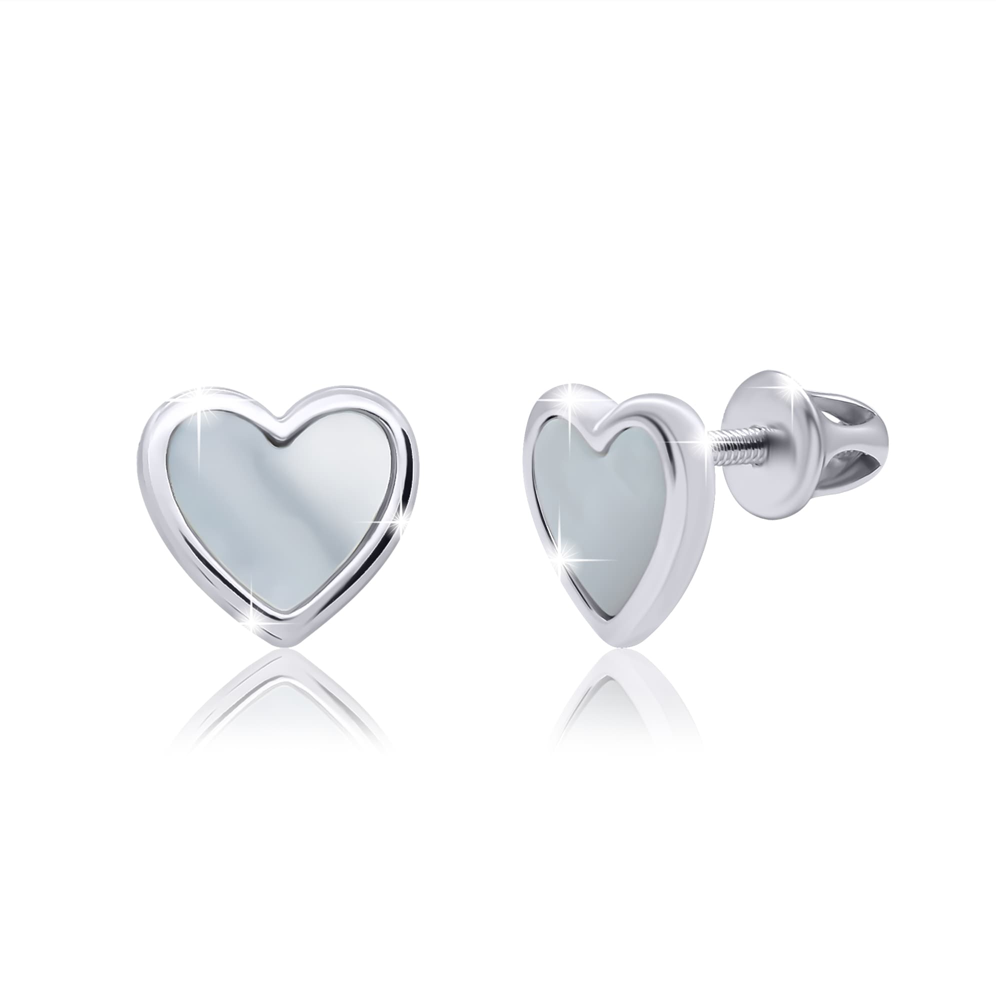 

Пуссеты Сердце с перламутром Белый