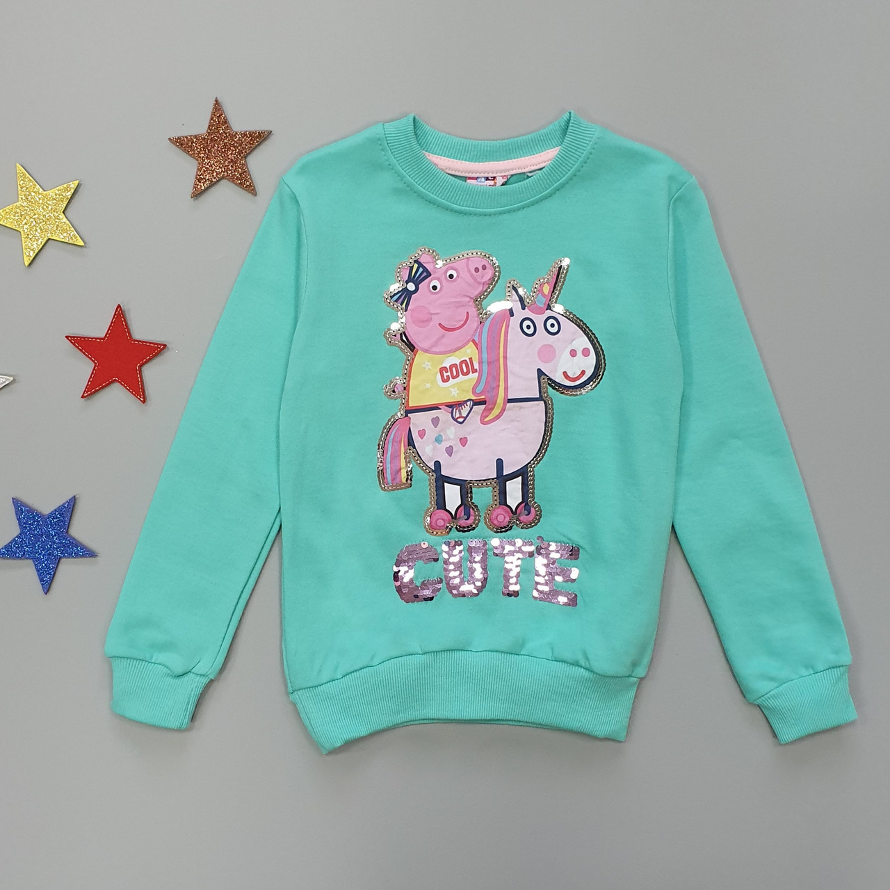 

Утепленный свитшот Peppa Pig Hacali kids для девочки 122-128 см Бирюзовый 18424