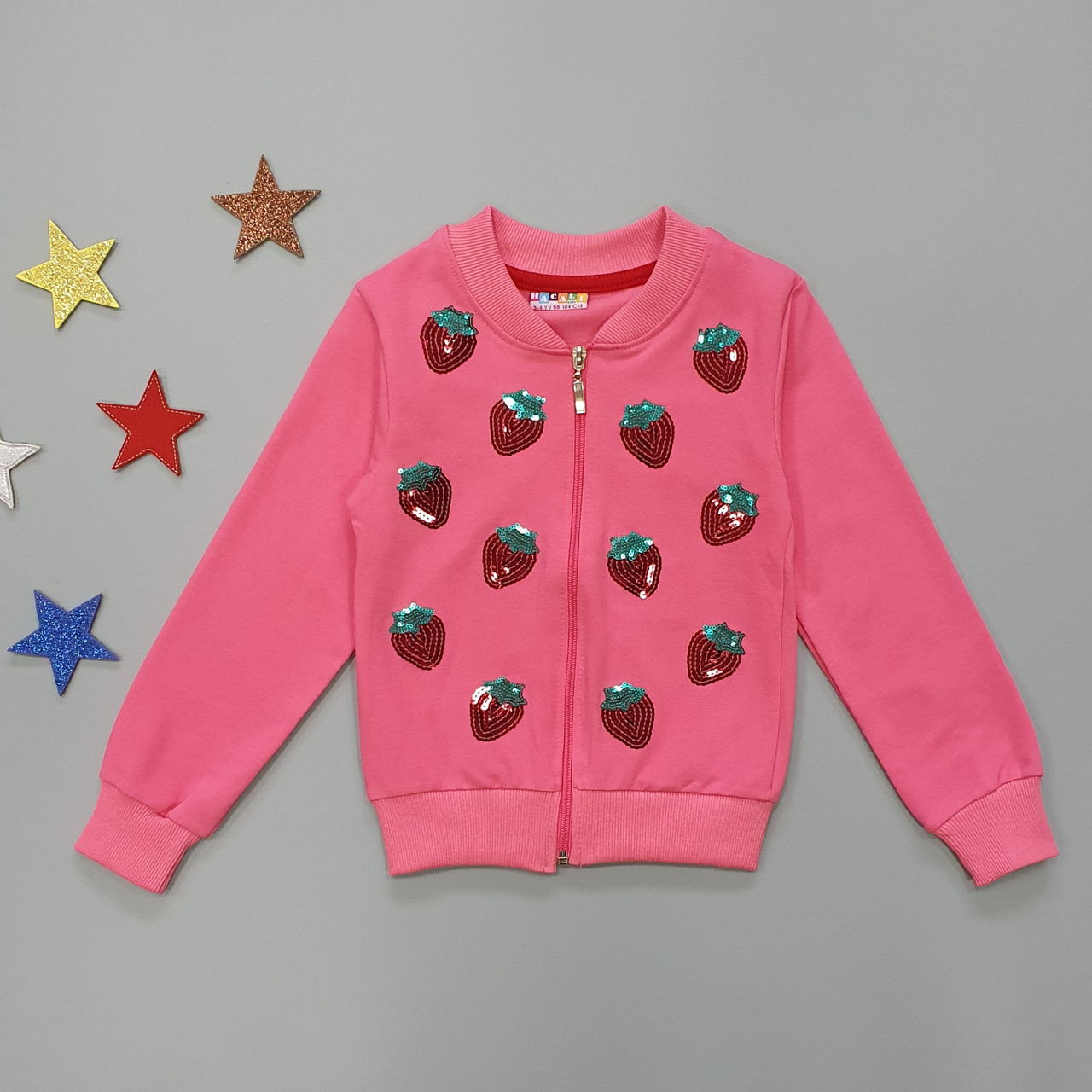 

Кофта "Клубнички" Hacali kids для девочки 98-104 см Розовая 18422