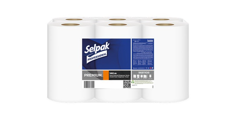 

Паперовий рушник одношаровий з центральним витягом Selpak Professional 140 м 9 рулонів