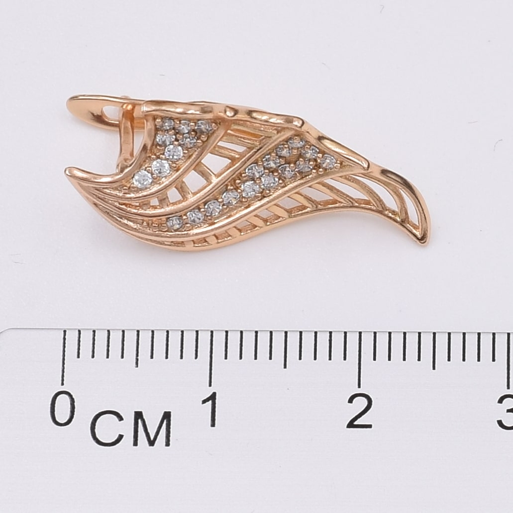 

Серьги Xuping 30259 размер 25х13 мм белые фианиты вес 3.0 г позолота 18К