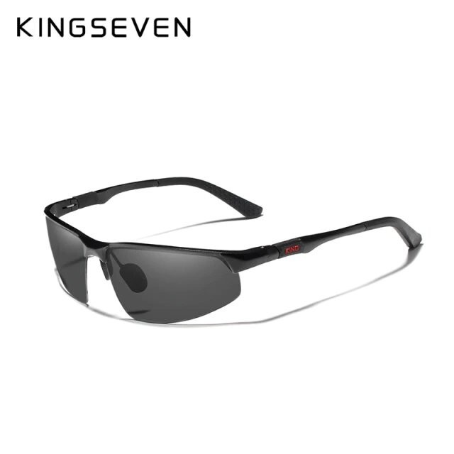 

Очки мужские солнцезащитные спортивные поляризационные KINGSEVEN оправа черная, темно-серые линзы