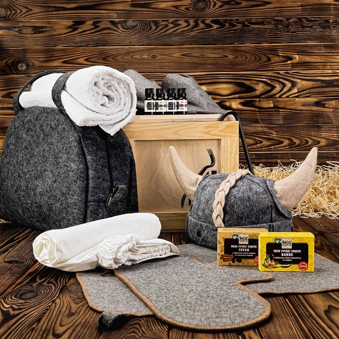 

Банные аксессуары на подарок мужчине в грубом деревянном ящике 4MAN с ломом (MBOX_3175)