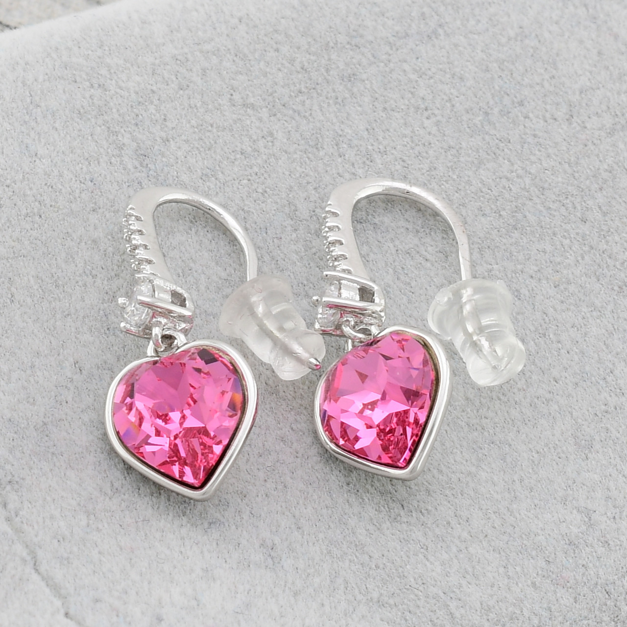 

Сережки Xuping з кристалами Swarovski 83101 розмір 25х11 мм колір рожевий позолота Біле Золото