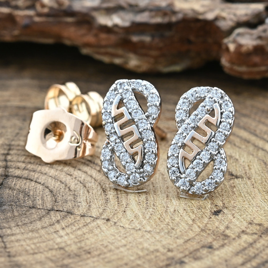 

Серьги пусеты с родXuping 27231 размер 11х5 мм вес 1.4 г белые фианиты позолота 18К