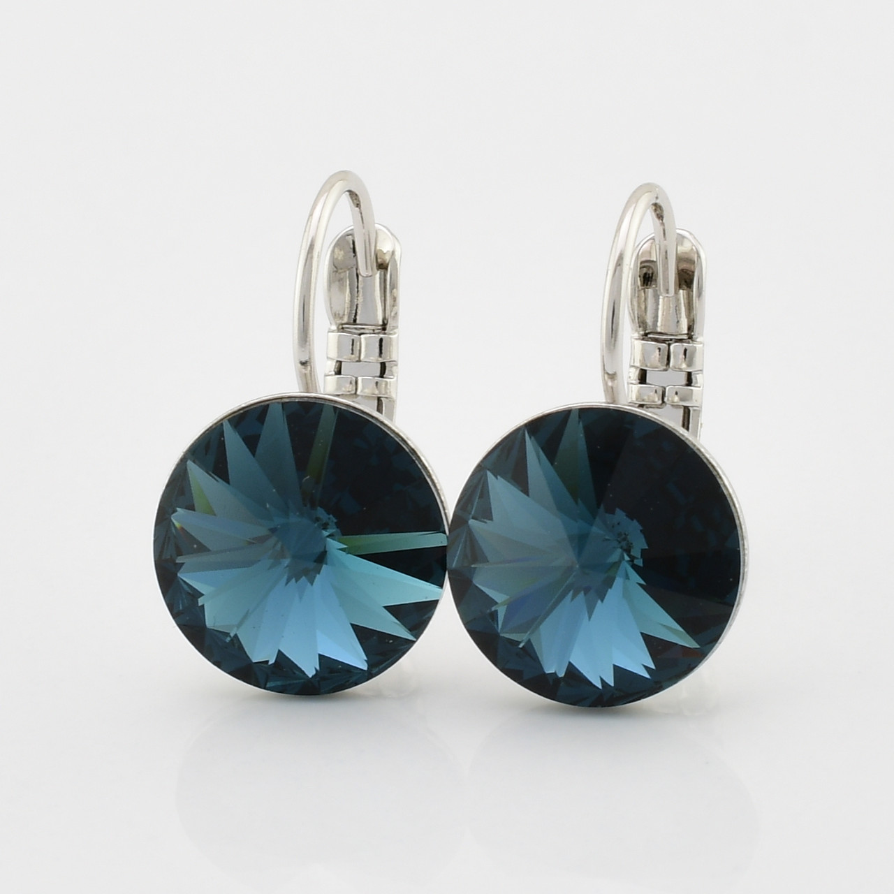 

Сережки Xuping з кристалами Swarovski 83157 розмір 18х11 мм колір джинсовий синій позолота Біле Золото