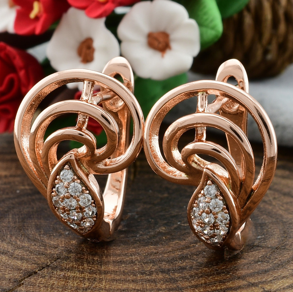 

Сережки Xuping 27093 розмір 18х12 мм вага 3.4 г білі фіаніти позолота РО