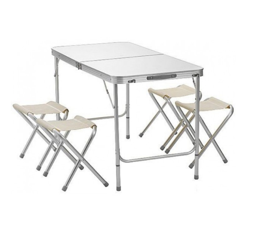 

Усиленнй Стол и стулья Easy Campi 1 + 4 120х60х70 см Раскладные Регулировка высоты стола